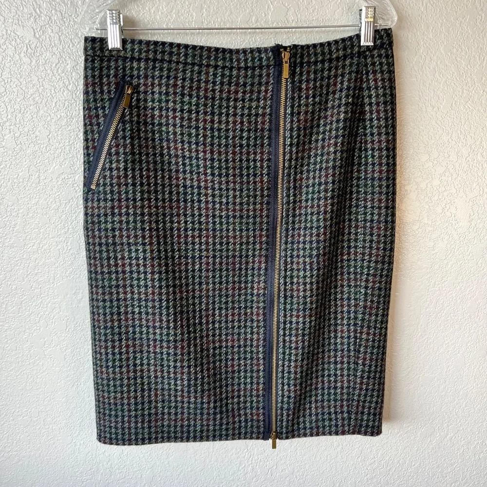 *FIRM PRICE* J. Crew Herringbone Wool Off Center Zipper Midi Pencil Skirt